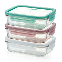 Glasslock 710ml Rectangular Storage Container Set w/ Lid 3pc 