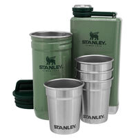STANLEY ADVENTURE 230ML FLASK + 59ML SPIRIT 4PC X SHOT GLASS GIFT SET | GREEN