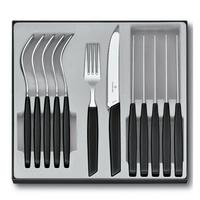 Victorinox 12 Piece Modern Steak Knife & Fork Cutlery Set of 12pc Black