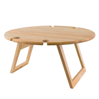 PEER SORENSEN 50 X 25CM TRAVEL FOLDING TIMBER PICNIC TABLE ROUND WINE