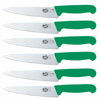 VICTORINOX FIBROX HANDLE COOKS & CHEF KNIFE - 19CM GREEN - SET OF 6 