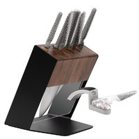 Global Knives Katana Walnut 7pc Knife Block Set + Mino Sharpener