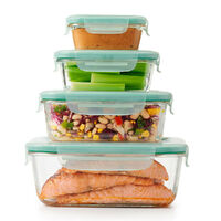 OXO GOOD GRIPS 4PC SMART SEAL AIR TIGHT RECTANGLE GLASS CONTAINER SET 4 PIECE