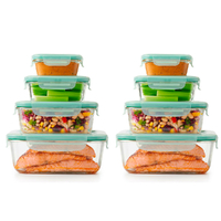 OXO GOOD GRIPS 8PC SMART SEAL AIR TIGHT RECTANGLE GLASS CONTAINER SET 8 PIECE