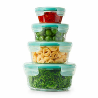 OXO GOOD GRIPS 4PC SMART SEAL AIR TIGHT ROUND GLASS CONTAINER SET 4 PIECE