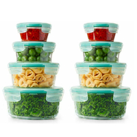 OXO GOOD GRIPS 8PC SMART SEAL AIR TIGHT ROUND GLASS CONTAINER SET 8 PIECE