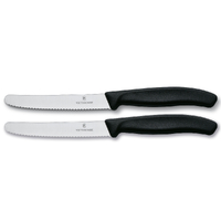 Victorinox Steak & Tomato Knife Pistol Grip 11cm Black Set x 2 Knives