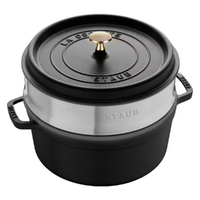 Staub Round Cast Iron Cocotte with Steamer 26cm | Black