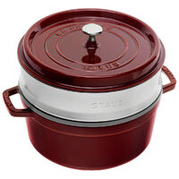 Staub Round Cast Iron Cocotte with Steamer 26cm | Grenadine