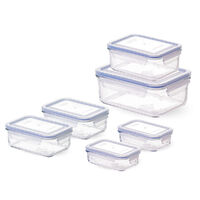 Glasslock Rectangular Food Container Set W/ Lid 6pc Tempered Glass