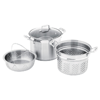 Scanpan 3 Piece Impact Stainless Steel Multi Pot Set w/ Pasta Insert & Steamer