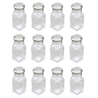12 x Glass Salt and Pepper Shakers Square 60ml