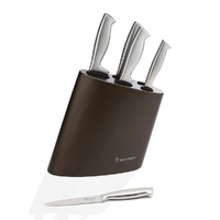 Stanley Rogers 6pc Modern Steel Metallic Mocha Knife Block 6 Piece