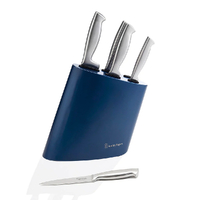 Stanley Rogers 6pc Modern Steel Metallic Baltic Blue Knife Block 6 Piece