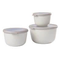 Mepal Cirqula Round Bowl Large 3 Piece Set Multi Storage 3pc | Nordic White