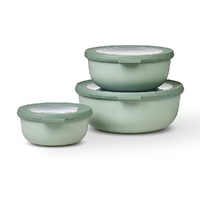 Mepal Cirqula Round Bowl Small 3 Piece Set Multi Storage 3pc | Nordic Sage