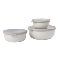 Mepal Cirqula Round Bowl Small 3 Piece Set Multi Storage 3pc | Nordic White