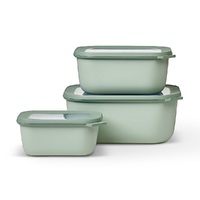 Mepal Cirqula Rectangular Multi Bowl Large 3 Piece Set Storage 3pc | Nordic Sage