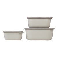 Mepal Cirqula Rectangular Multi Bowl Large 3 Piece Set Storage 3pc | Nordic White