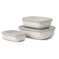 Mepal Cirqula Rectangular Multi Bowl Small 3 Piece Storage Set 3pc | Nordic White