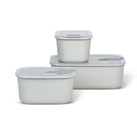Mepal Easy Clip Rectangular 3 Piece Storage Box Set 3pc | Nordic White