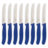 Victorinox Steak & Tomato Knife Pistol Grip 11cm Blue Set x 8 Knives