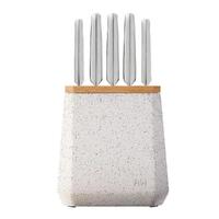 Furi Pro Stone 6pc Knife Block Set Black And White Terrazzo 6 Piece