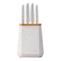 Furi Pro Stone 5pc Knife Block Set Black and White Terrazzo 5 Piece