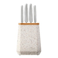 Furi Pro Stone 5pc Knife Block Set Sepia Terrazzo 5 Piece