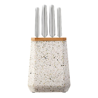 Furi Pro Stone 5pc Knife Block Set Olive Terrazzo 5 Piece