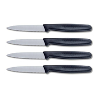 Victorinox 4pc Paring Knife Set of 4 | Serrated Edge Pointed Tip | Black 5.0633