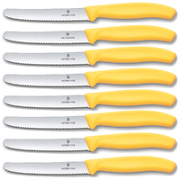 Victorinox Steak & Tomato Knife Pistol Grip 11cm Yellow Set x 8 Knives