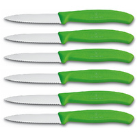 Victorinox Swiss Classic Paring 8cm Knife Pointed Blade Green Set of 6