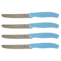 Victorinox Steak & Tomato Knife Pistol Grip 11cm Skyline Blue Set x 4 Knives