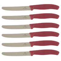 Victorinox Steak & Tomato Knife Pistol Grip 11cm Mystery Mulberry Set x 6 Knives