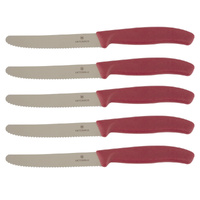 Victorinox Steak & Tomato Knife Pistol Grip 11cm Mystery Mulberry Set x 5 Knives