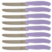 Victorinox Steak & Tomato Knife Pistol Grip 11cm Sunset Purple Set x 8 Knives