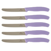 Victorinox Steak & Tomato Knife Pistol Grip 11cm Sunset Purple Set x 5 Knives