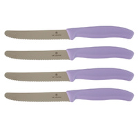 Victorinox Steak & Tomato Knife Pistol Grip 11cm Sunset Purple Set x 4 Knives