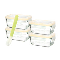 Glasslock Baby 5 Piece Rectangular 150ml Food Container Set + Spoon