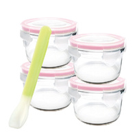 Glasslock Baby 5 Piece Round 165ml Food Container Set + Spoon