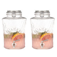 Kilner Diamond Drink Dispenser with Stainless Steel Tap 5L | Set of 2