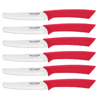 Scanpan Spectrum Serrated Steak Knife Set 6 Piece | Red