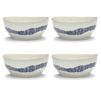 Ottolenghi Feast White With Blue Stripes Bowls 16cm | Set of 4