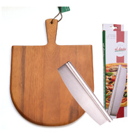 Moda Wooden Acacia Pizza Paddle & Pizza Cutter