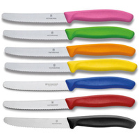 VICTORINOX SERRATED PISTOL GRIP STEAK TOMATO SAUSAGE KNIFE COLOURFUL