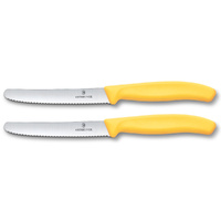Victorinox Steak & Tomato Knife Pistol Grip 11cm Yellow Set x 2 Knives
