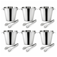 Trenton Stainless Steel Wine Bucket & Ice Tongs Set of 6