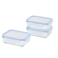 Glasslock 1L Rectangular Storage Container Set w/ Lid 3pc