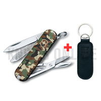 SWISS ARMY KNIFE SWISS " CLASSIC CAMO " VICTORINOX + LEATHER POUCH BUNDLE